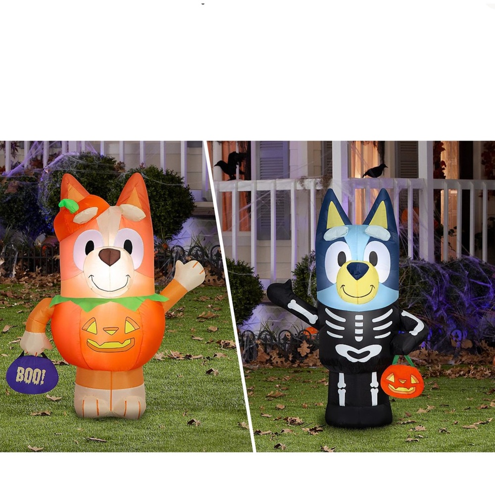 Halloween Bluey & Bingo Inflatables  Set - Pumpkin and Skeleton NWT